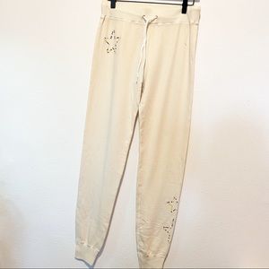 Monrow NEw Star Studded Sweatpants oatmeal